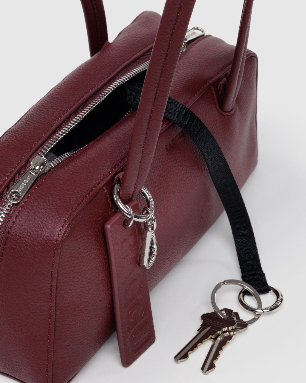 SMALL RECYCLED LEATHER BOWLER BAG