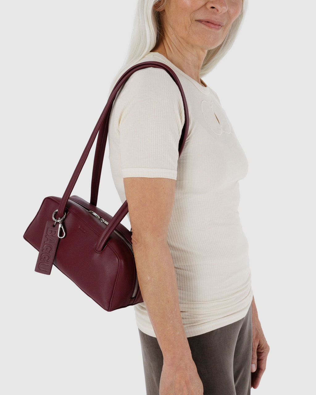 SMALL RECYCLED LEATHER BOWLER BAG