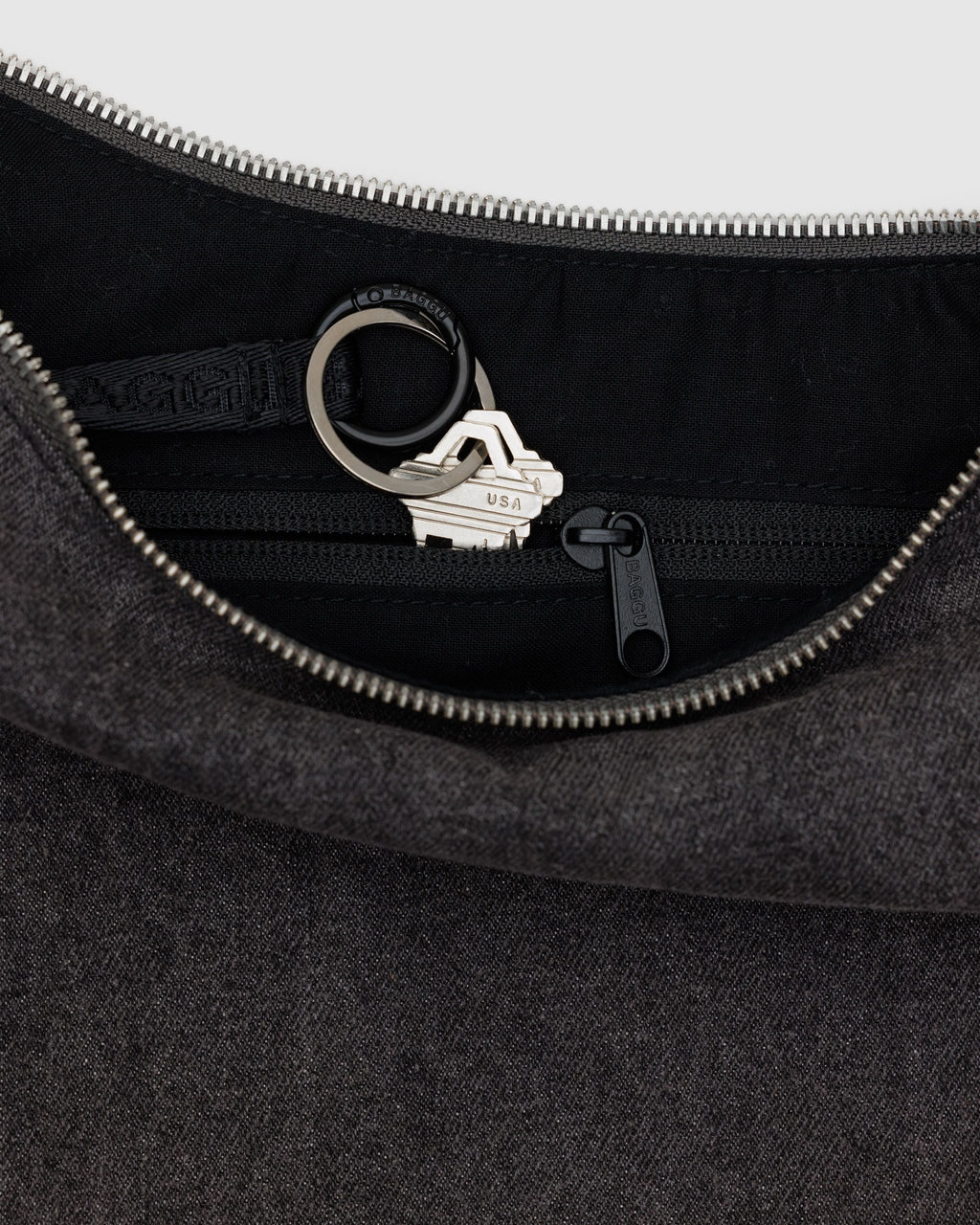MEDIUM DENIM CRESCENT BAG